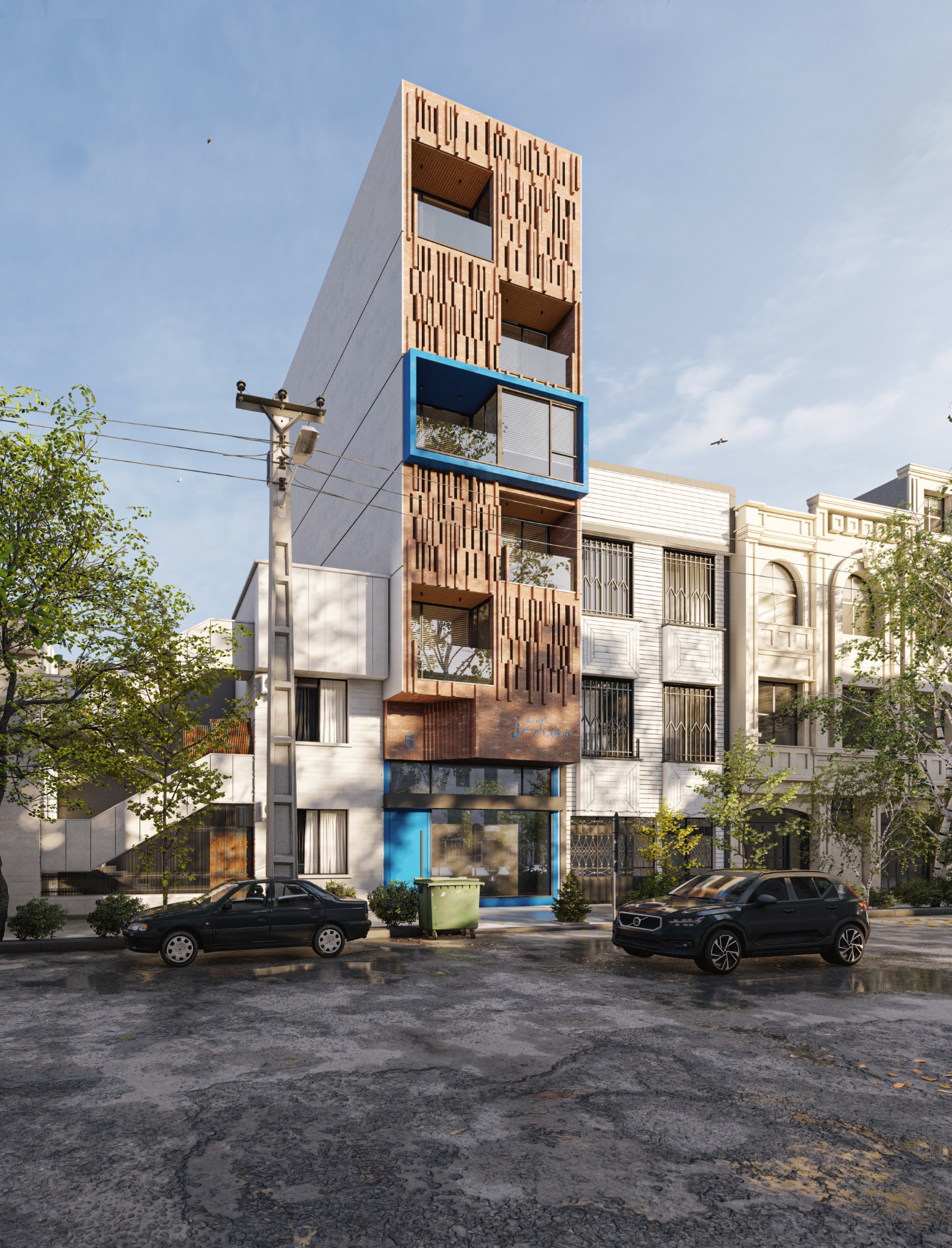 Binar Building House — Brick tower in its urban context