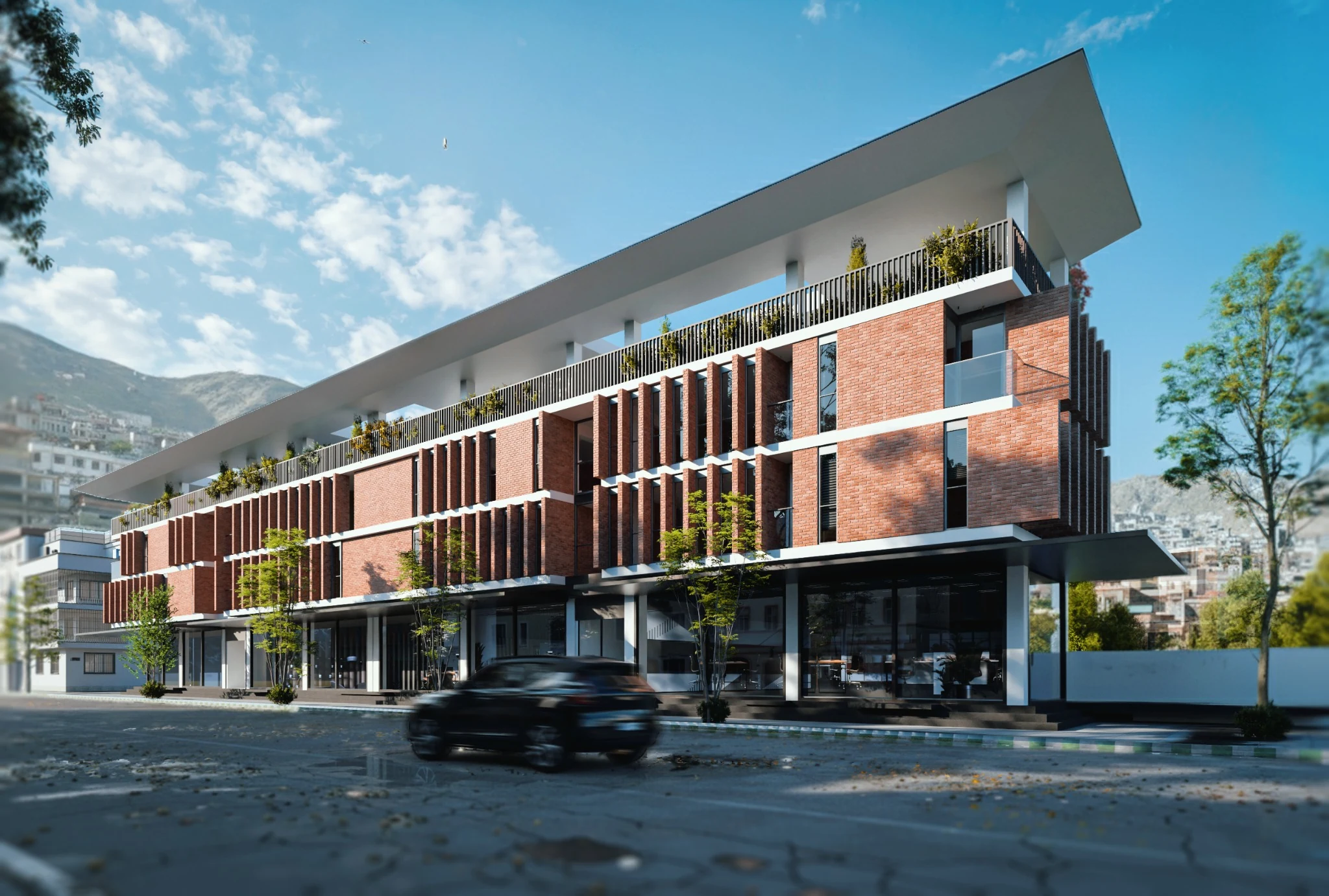 Derakhshani Office & Commercial Building — Corner view and urban frontage