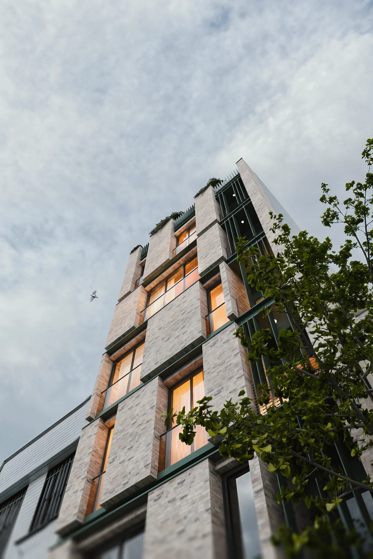 Hema Building No.01 — Dusk view of the façade