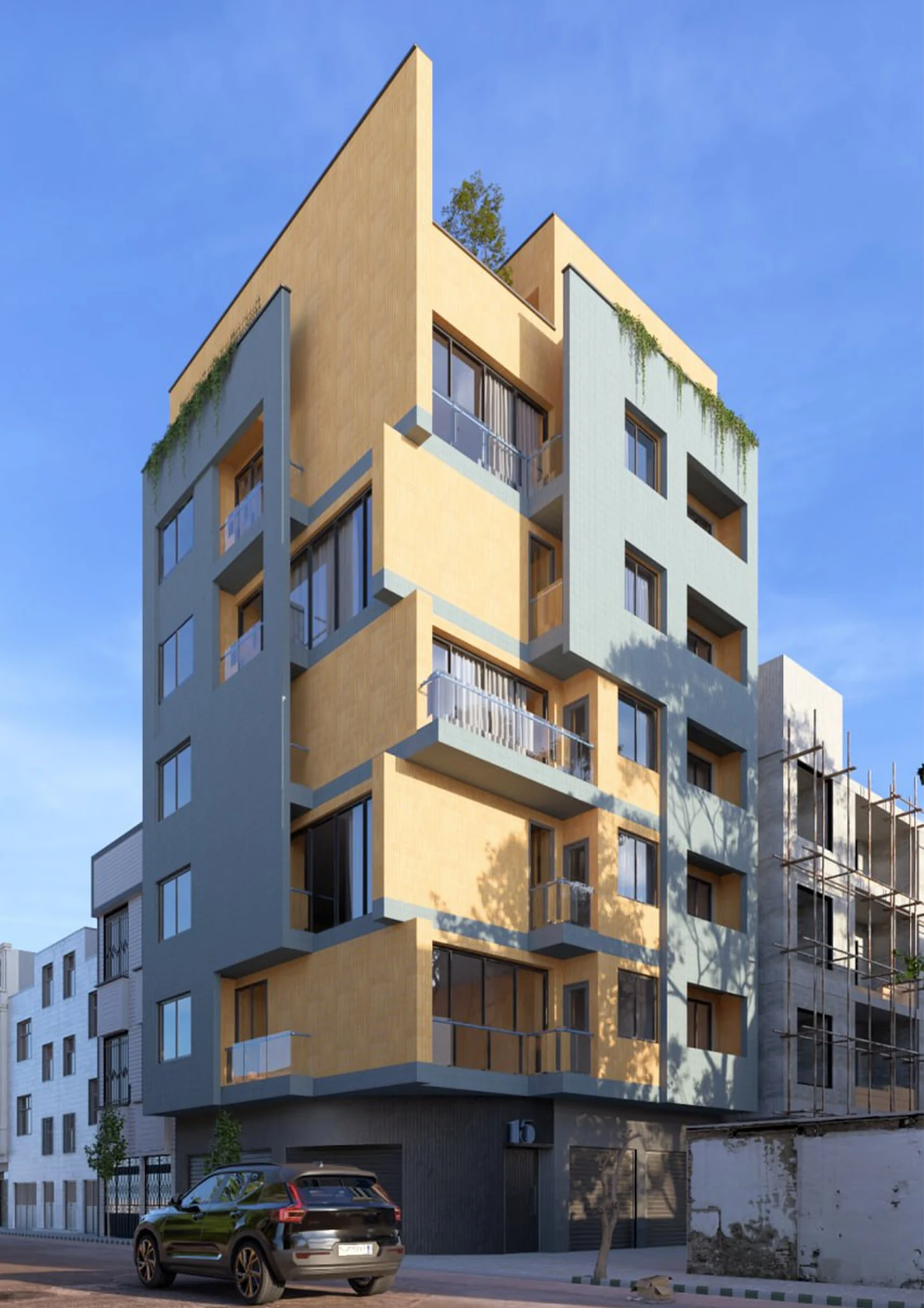 Hema Building No.02 — Material study: warm-toned façade