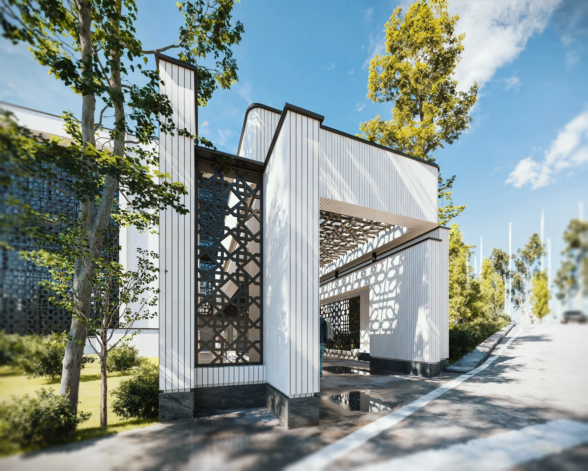 Isfahan Hall Building Façade Renovation — Entrance canopy from the side