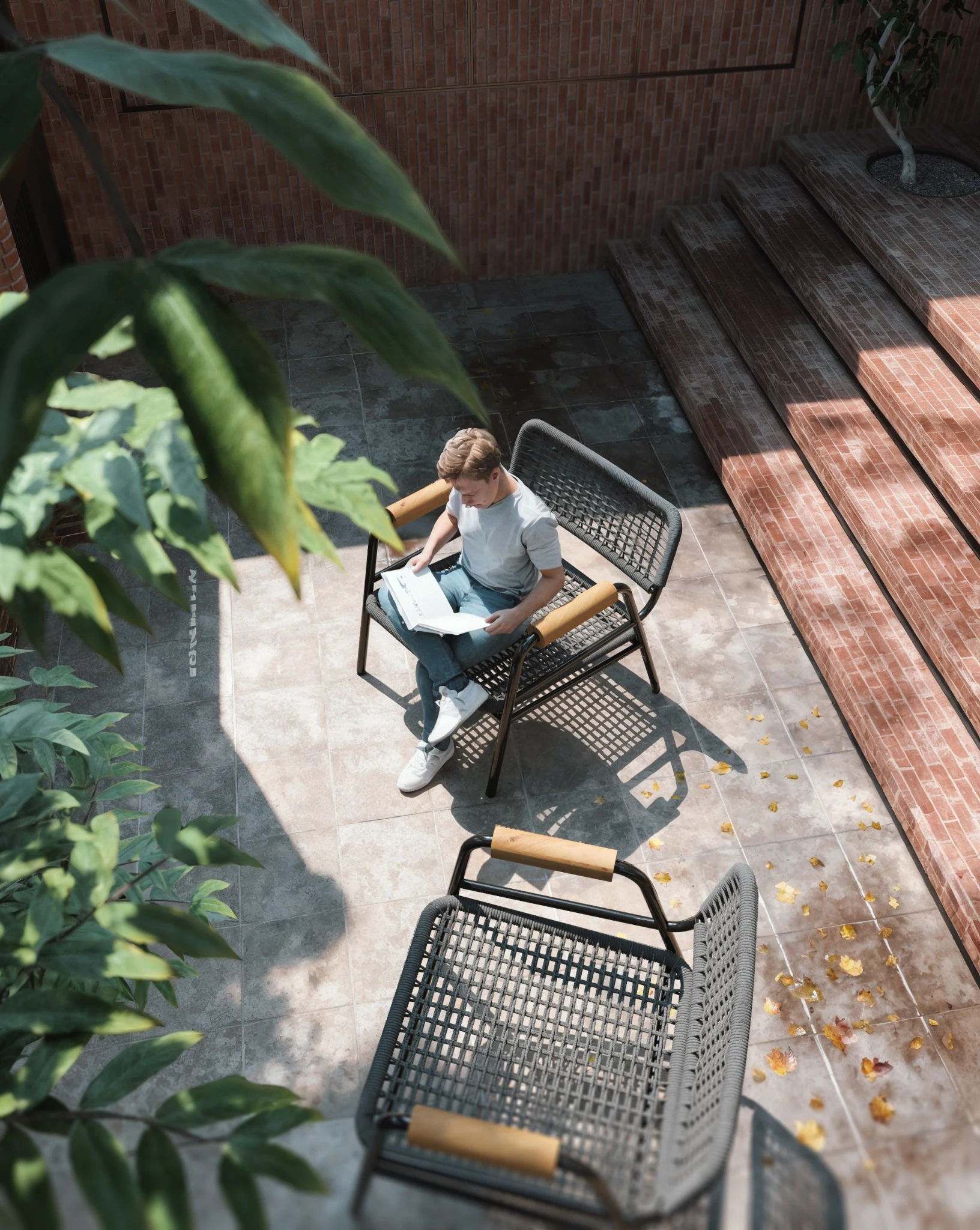 Mahabad Residential Building — Terrace seating from above
