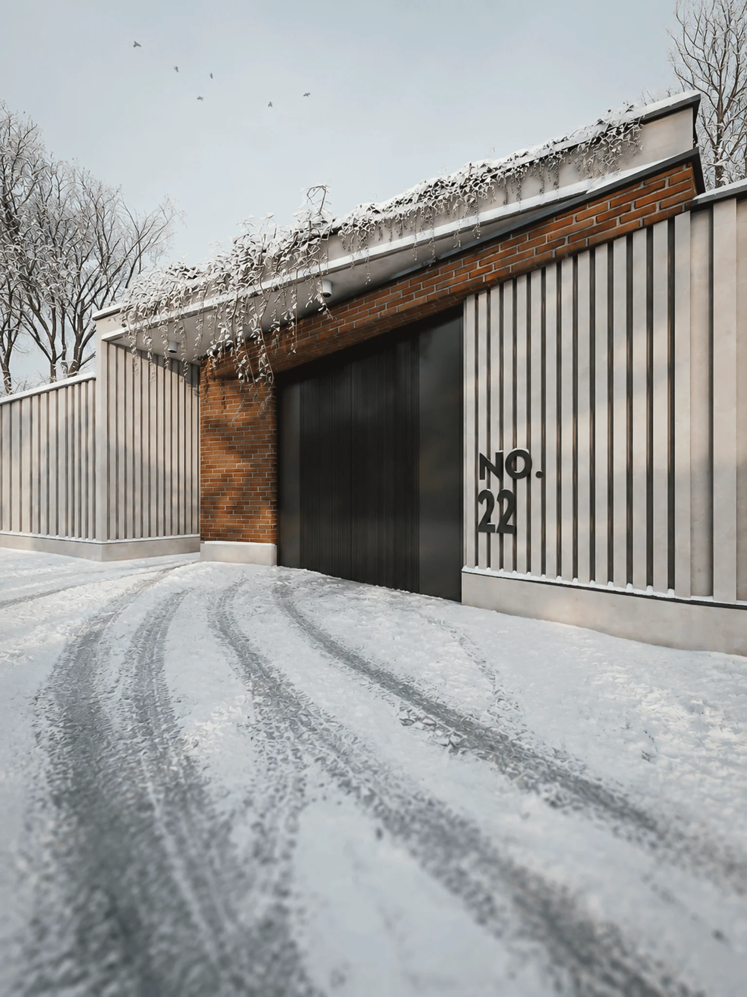 Private Villa — Street entrance and boundary wall