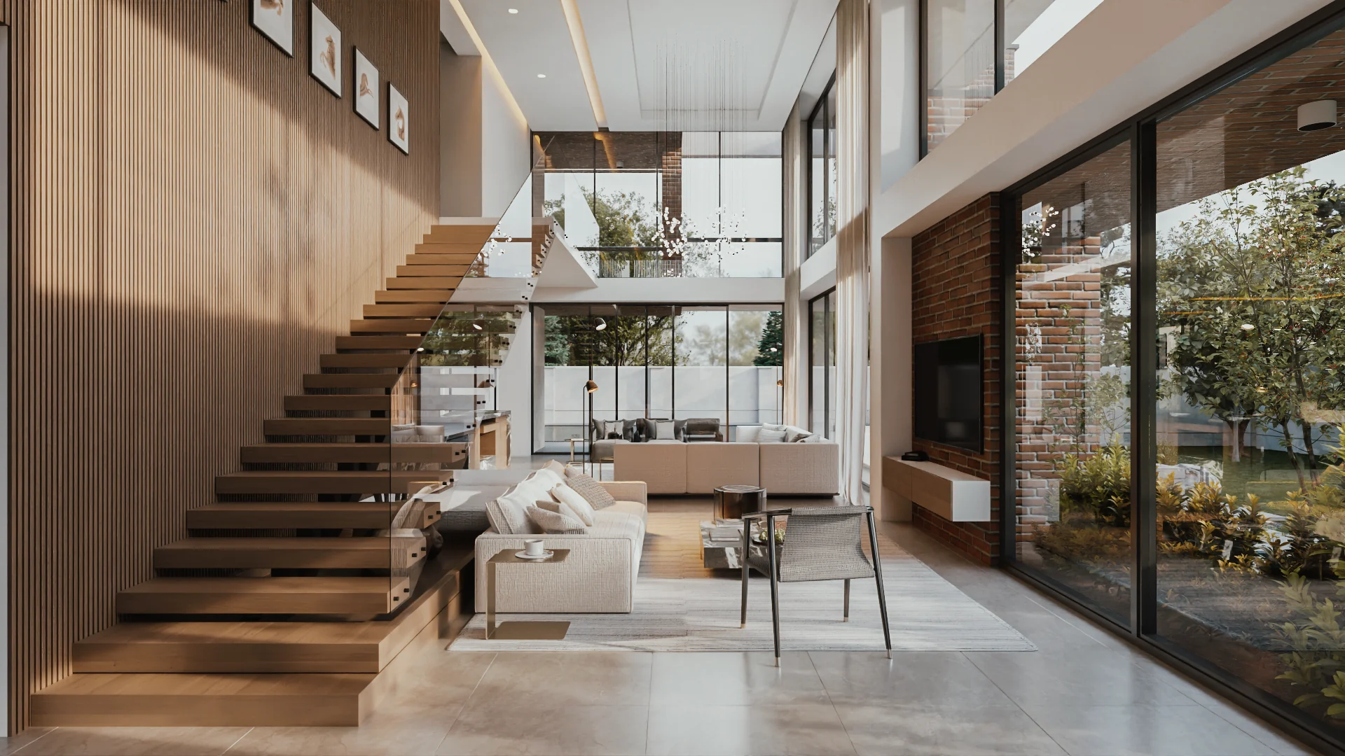 Private Villa — Staircase and garden-facing glazing