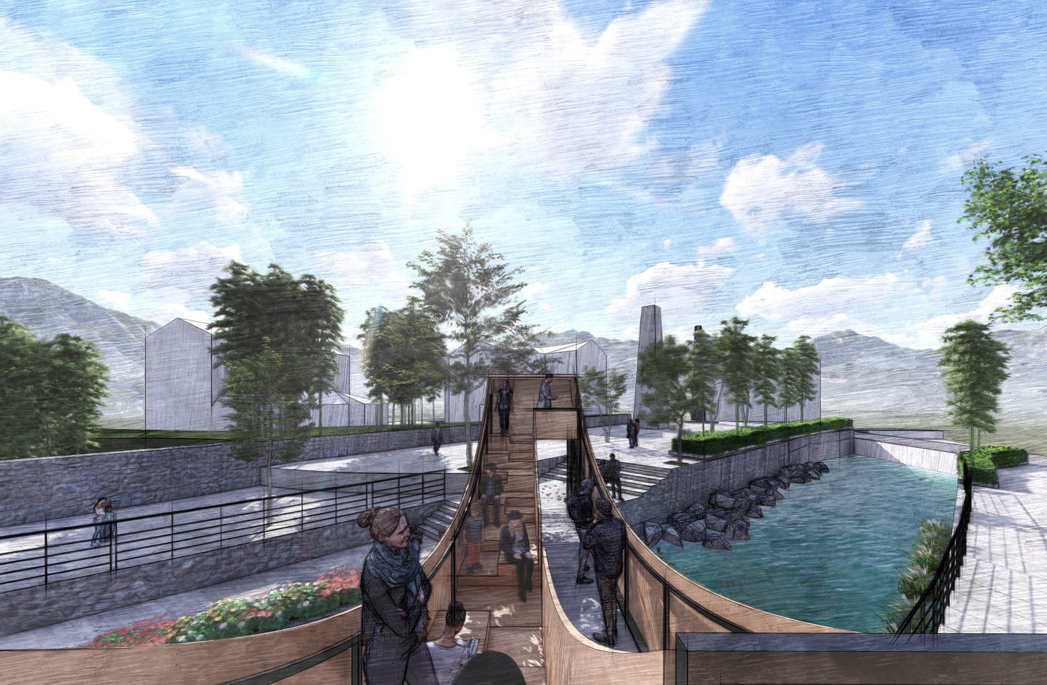 Opera Bridge — Pedestrian experience along the main deck