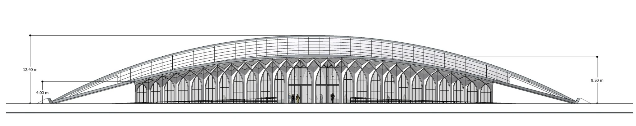 Parand Train Station — Long elevation of the station
