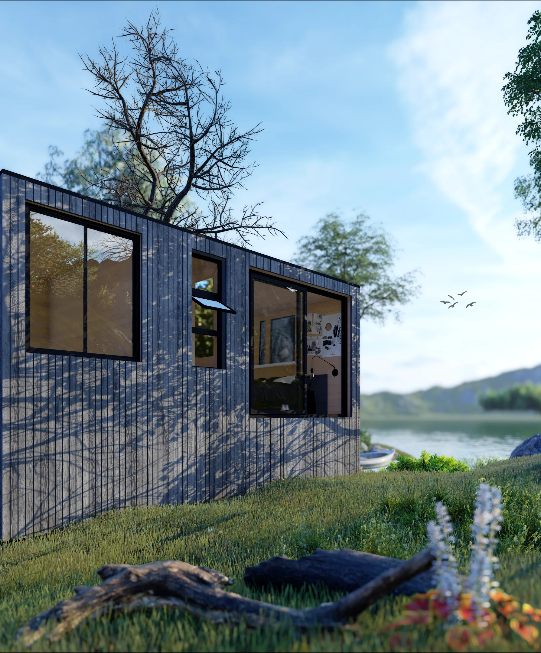Bridge House — Exterior view beside the water