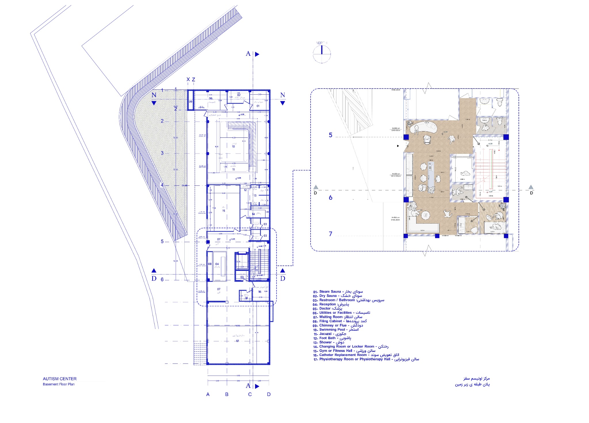 Saqqez Autism Center — Basement floor plan
