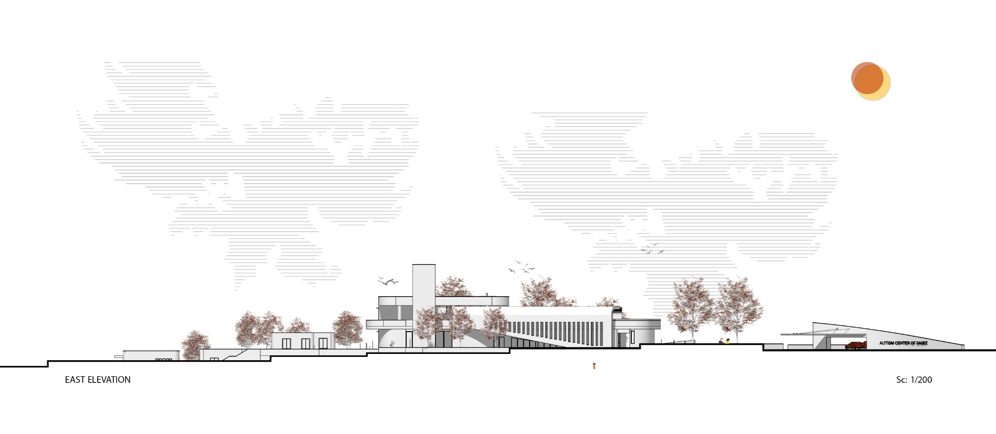 Saqqez Autism Center — East elevation drawing