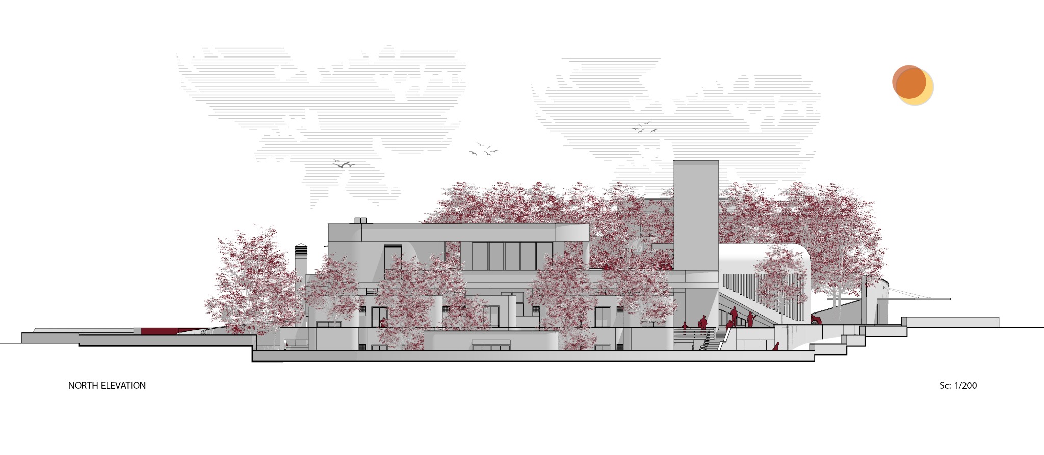 Saqqez Autism Center — North elevation drawing