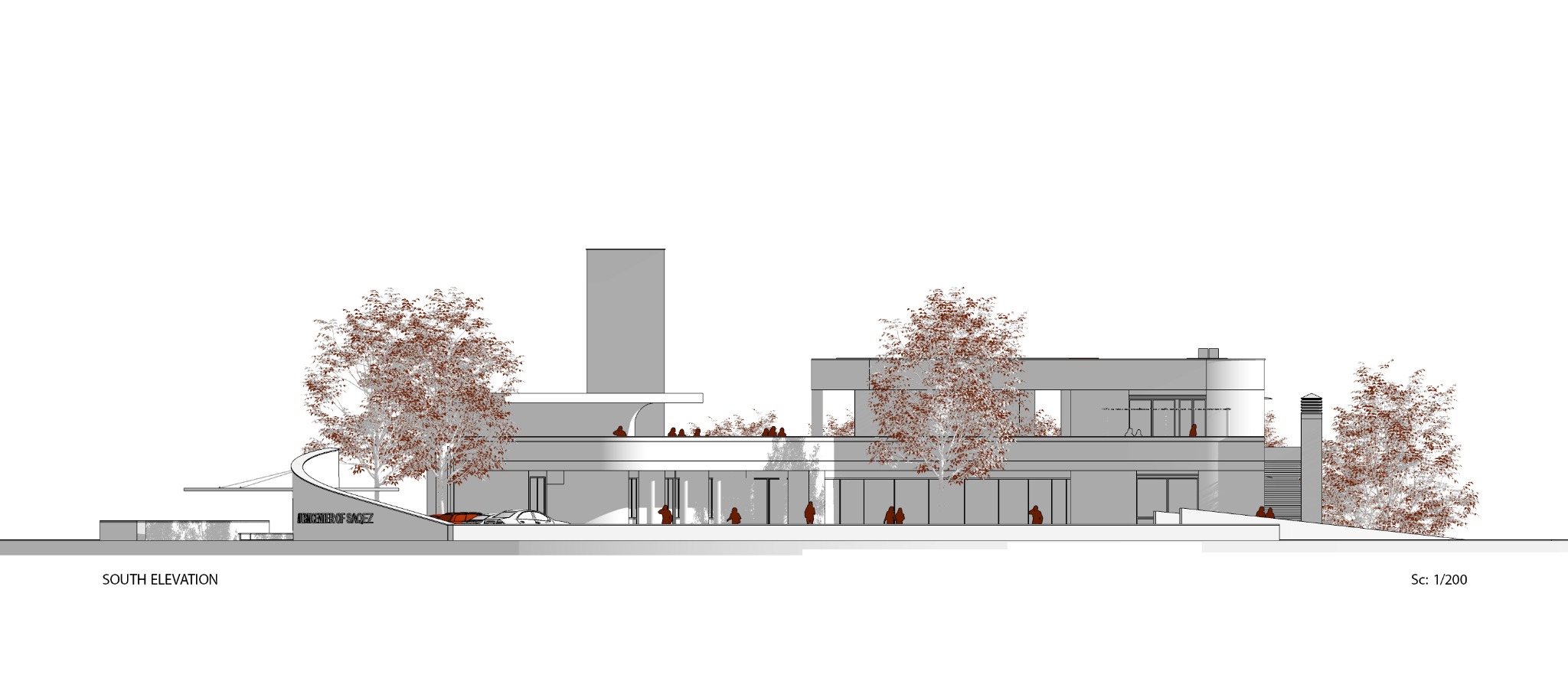 Saqqez Autism Center — South elevation drawing