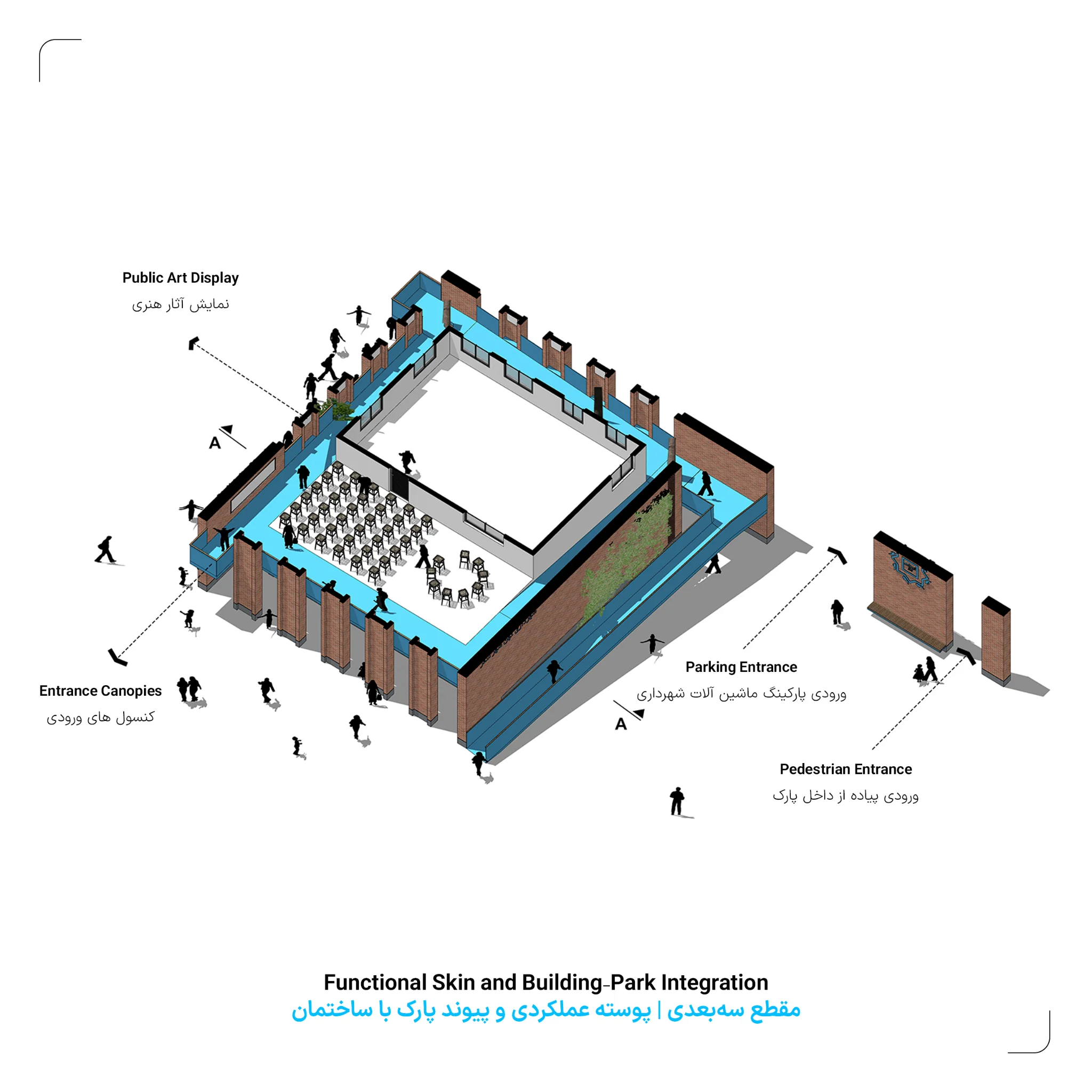 Municipal Office Building — Functional façade and public path diagram