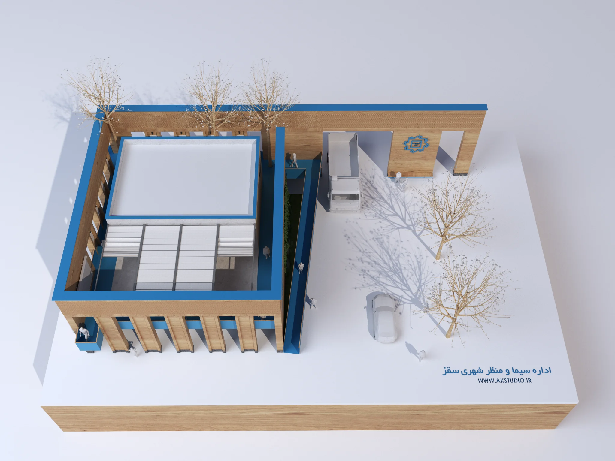 Municipal Office Building — Physical model: roof and site