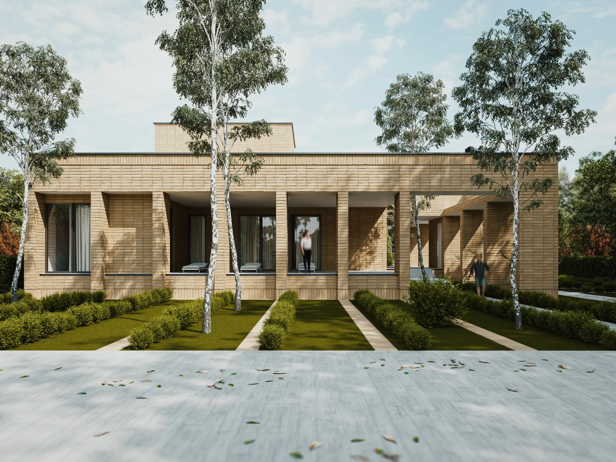 Saye Villa — Garden-facing elevation and shaded porch