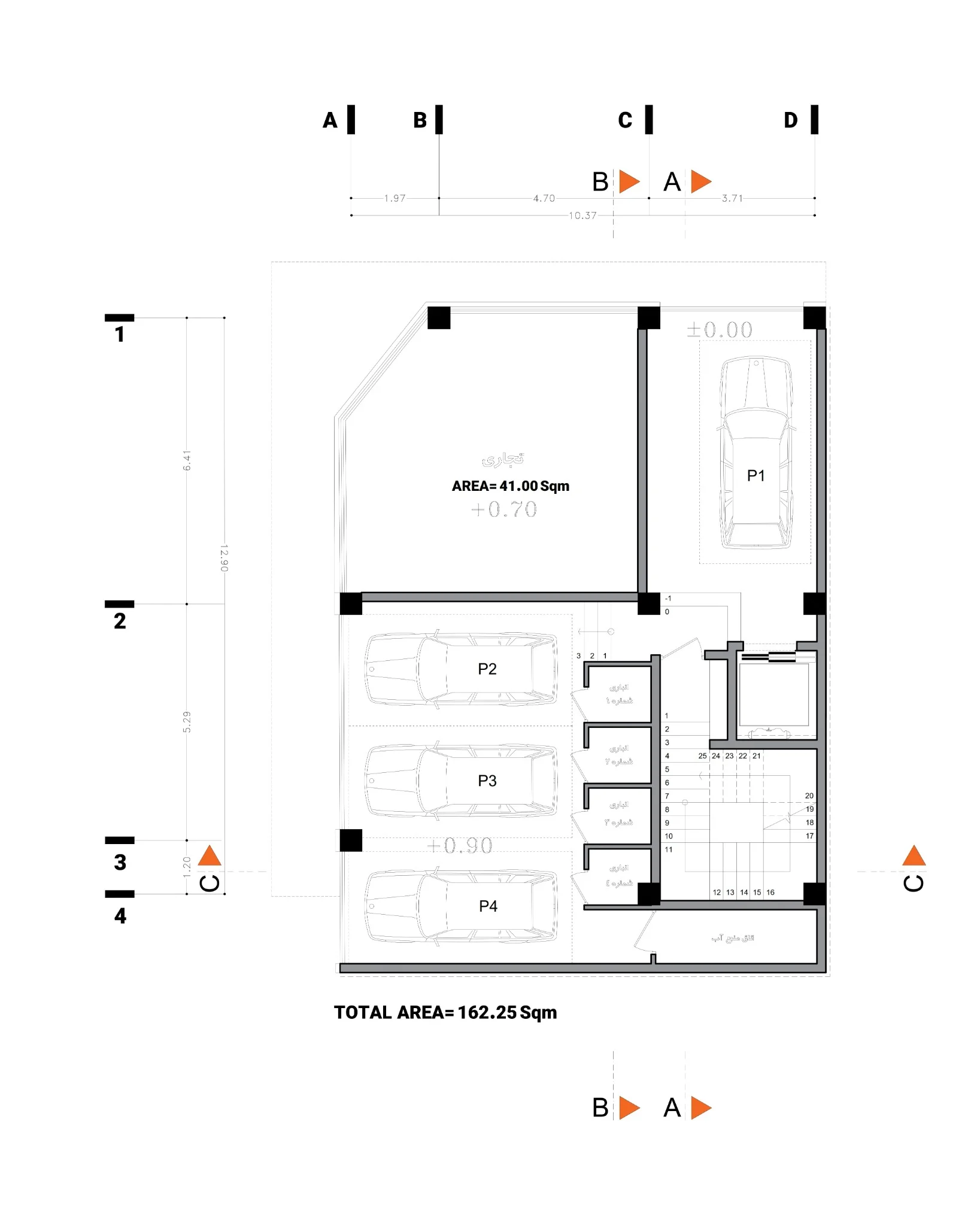 Shahrak Residential Building — Ground floor and parking plan