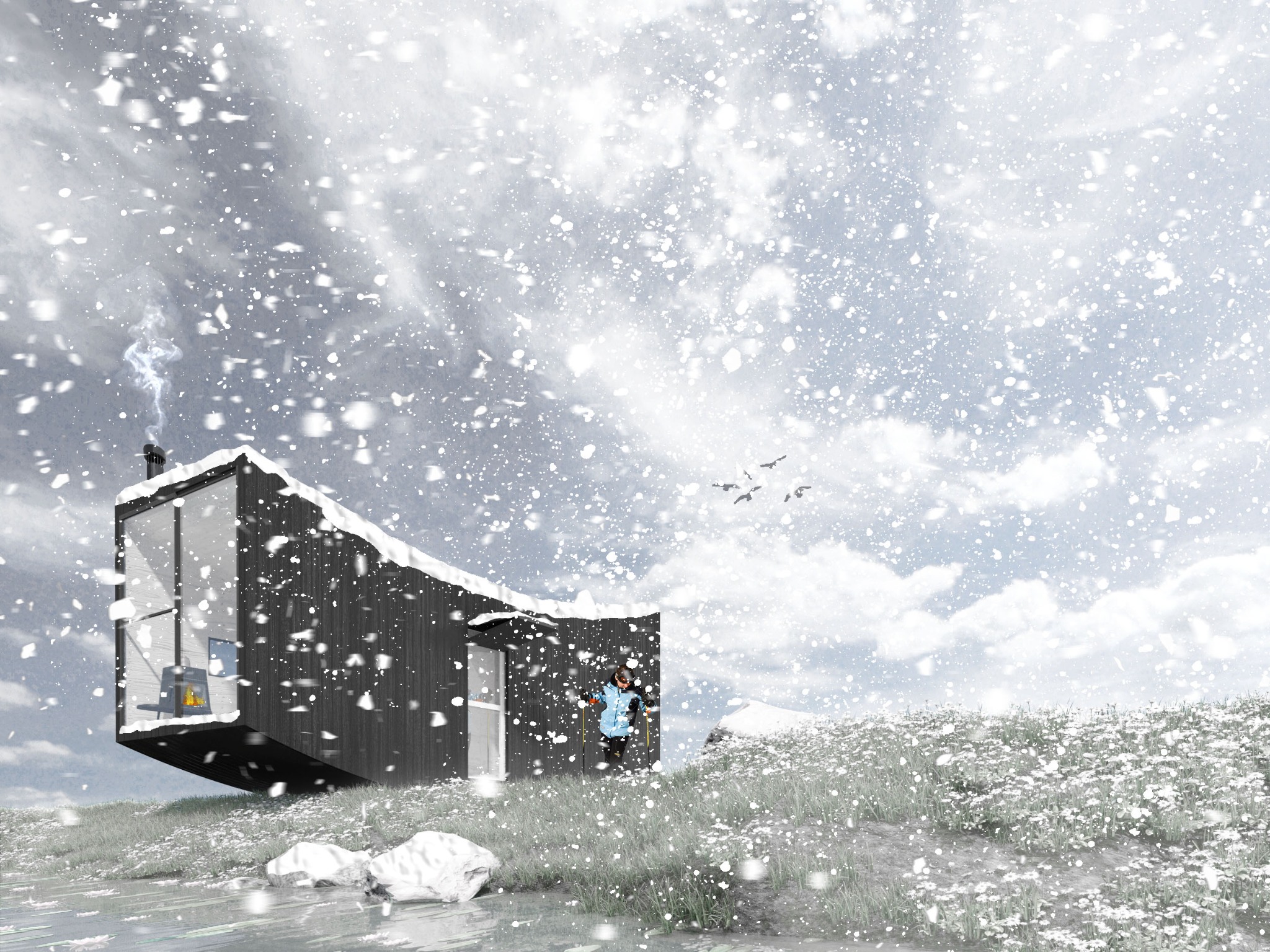 Wave House — Winter landscape and compact shelter