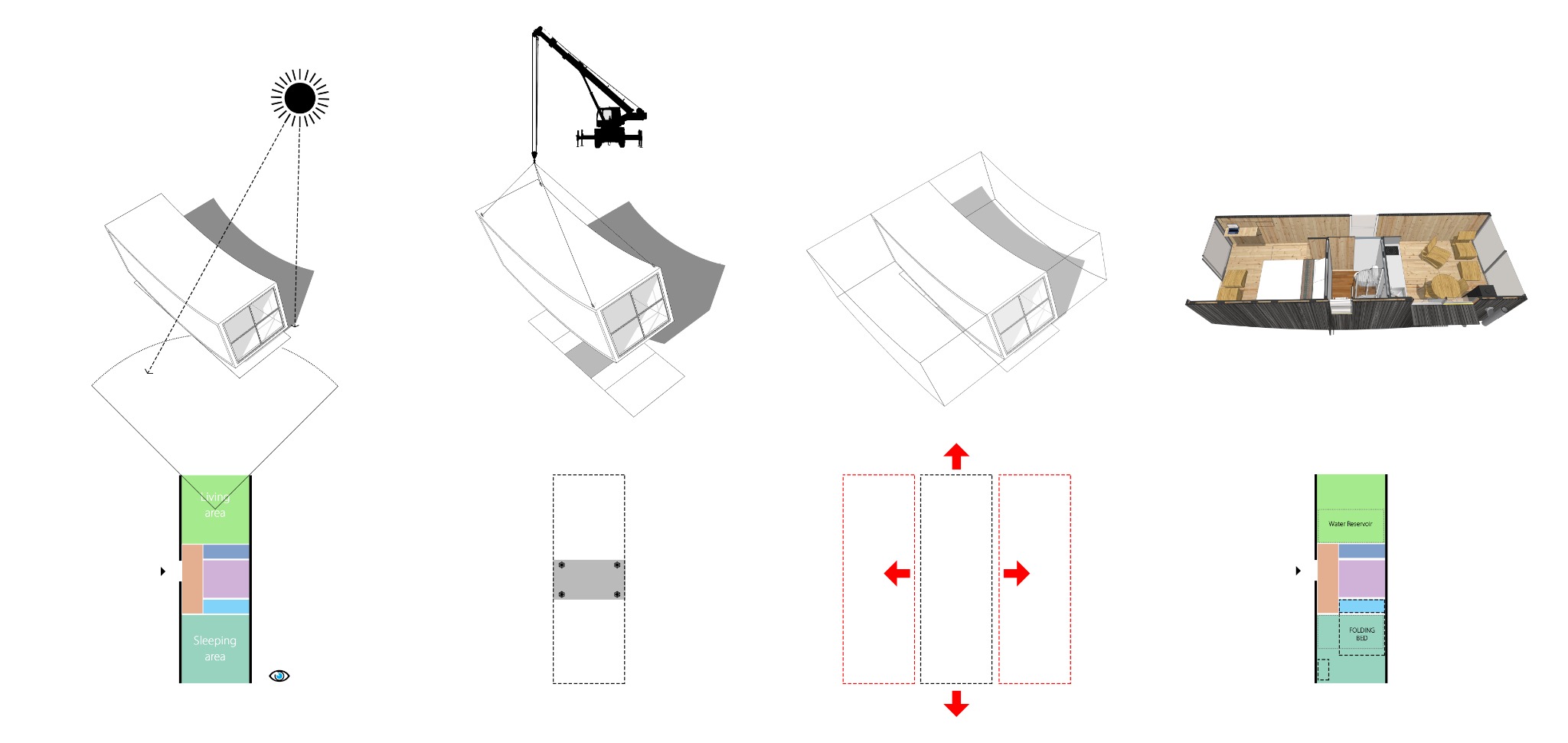 Wave House — Foldaway bed and spatial sequence