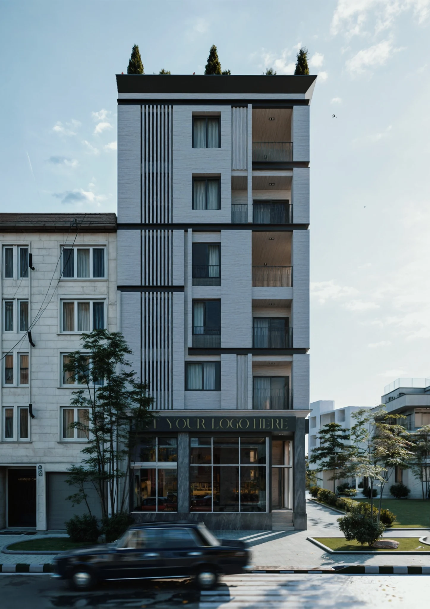Zhiyar Building — Front elevation and urban edge